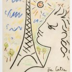 BXL_Cocteau, zelfportret Eiffeltoren (pastel)