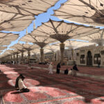 Uitvouwbare parasols voor het buitenplein van Al-Masjid al Nabawi (de Moskee van de Profeet) in Medina, ontworpen in 2011 door Dr Mahmoud Bodo Rasch. Foto SL Rasch (7)